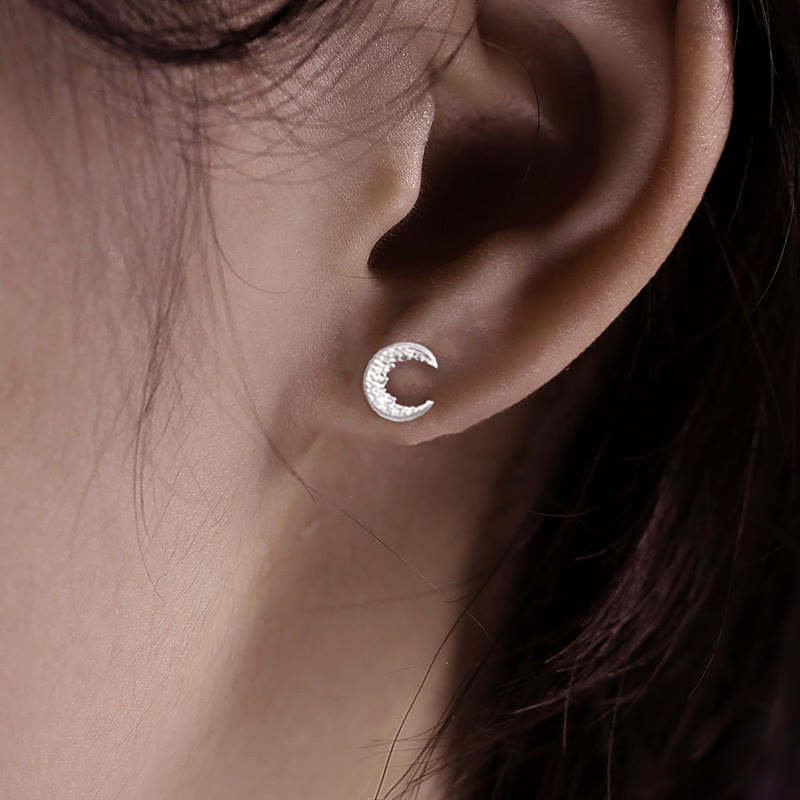 WorldNorse Handcrafted 999 Silver Fragmented Stone Crescent Earrings - image 4