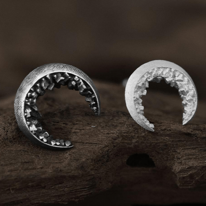 WorldNorse Handcrafted 999 Silver Fragmented Stone Crescent Earrings - image 5