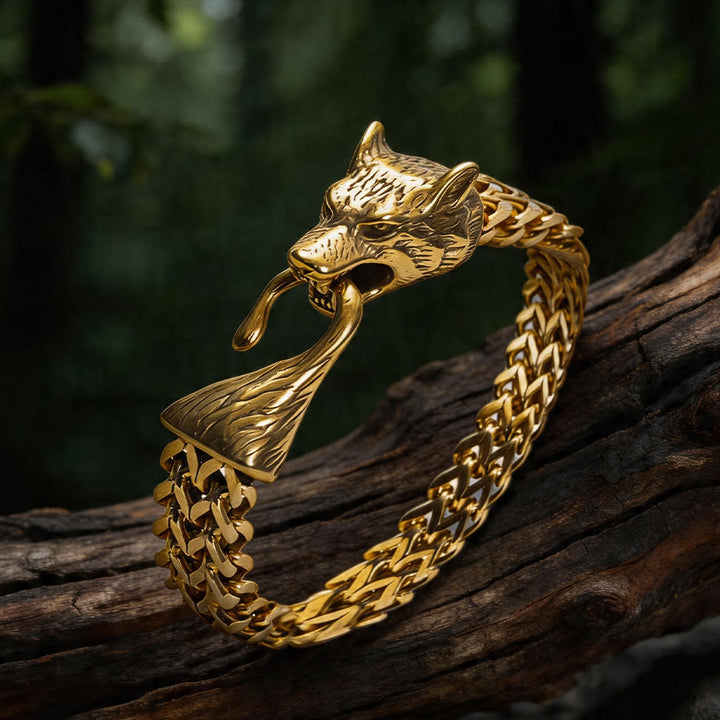 WorldNorse Norse Viking Amulet Odin's Wolf Bracelet - Gold - 23cm - image 4