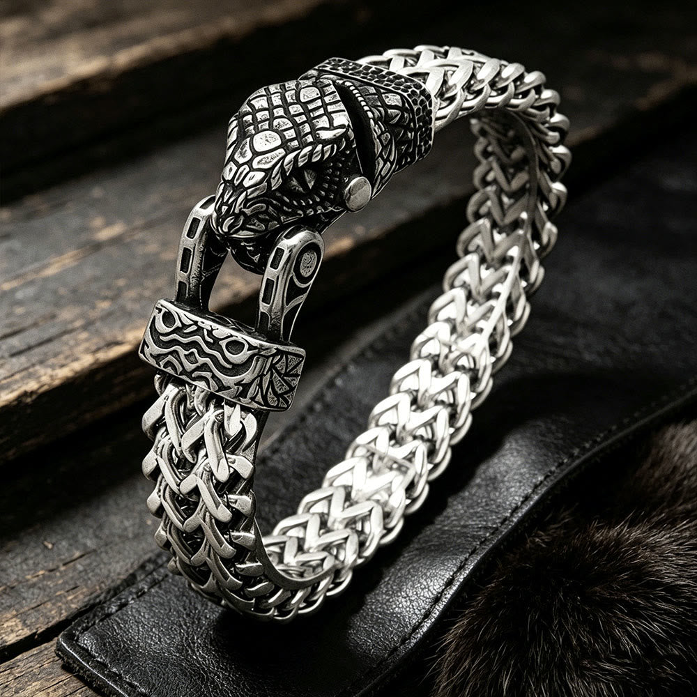 WorldNorse Punk Wolf With Raven Pattern Stainless Steel Bracelet - Jormungandr - 24cm - image 7