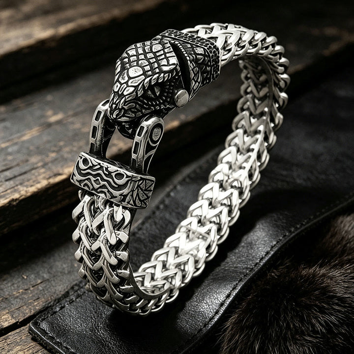 WorldNorse Punk Wolf With Raven Pattern Stainless Steel Bracelet - Jormungandr - 24cm - image 7