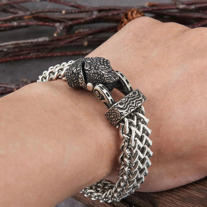 WorldNorse Punk Wolf With Raven Pattern Stainless Steel Bracelet - image 8