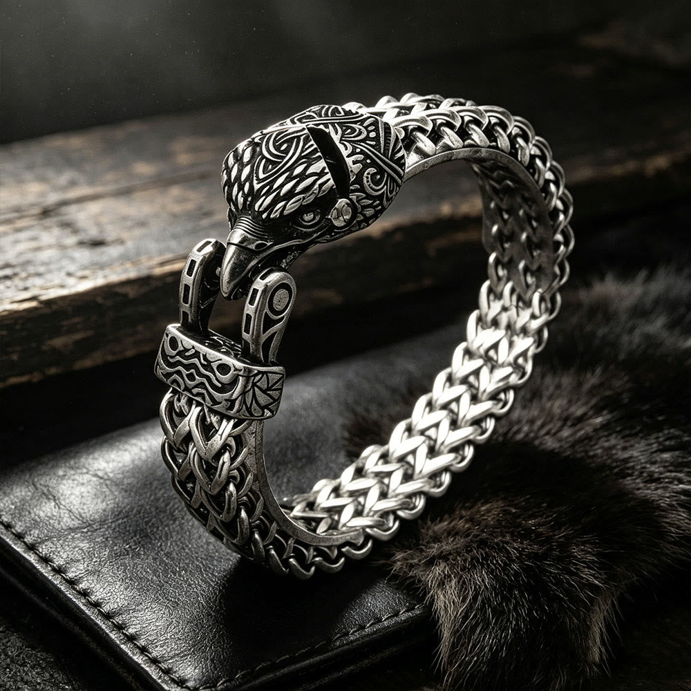 WorldNorse Punk Wolf With Raven Pattern Stainless Steel Bracelet - Raven - 24cm - image 5