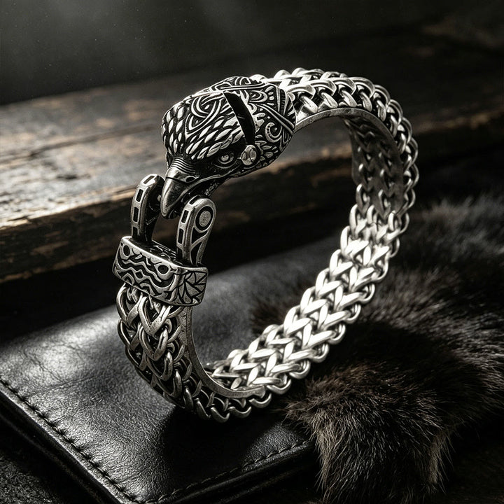 WorldNorse Punk Wolf With Raven Pattern Stainless Steel Bracelet - Raven - 24cm - image 5