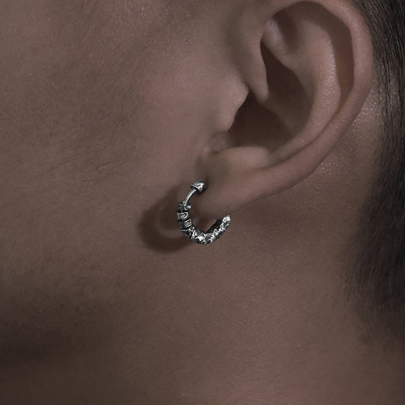 WorldNorse Handcrafted 999 Silver Hammered Rugged Ring Earrings - image 1