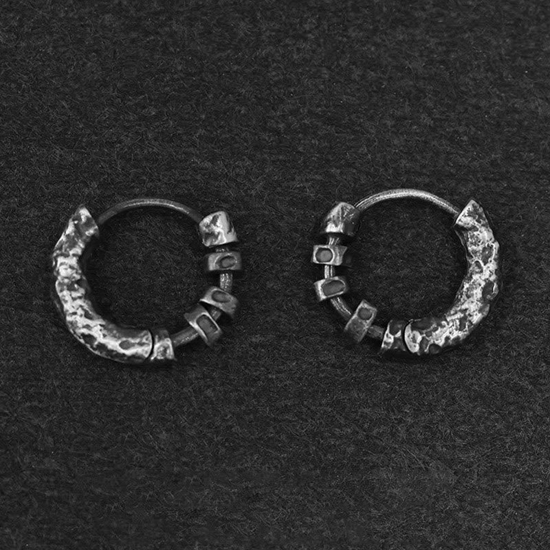 WorldNorse Handcrafted 999 Silver Hammered Rugged Ring Earrings - image 2