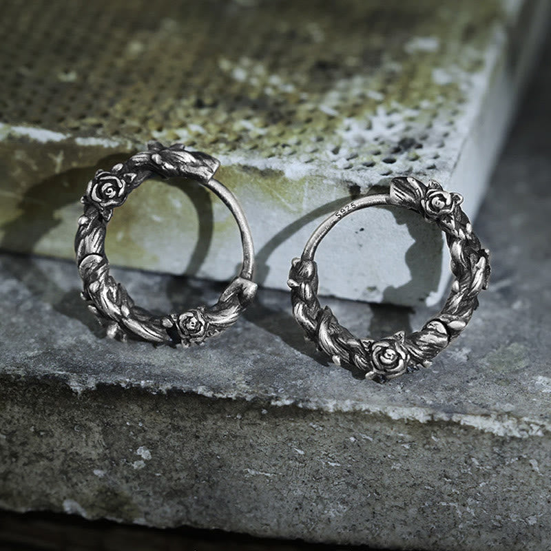 WorldNorse Handcrafted 925 Silver Thorny Bloom Wreath Earrings - image 3