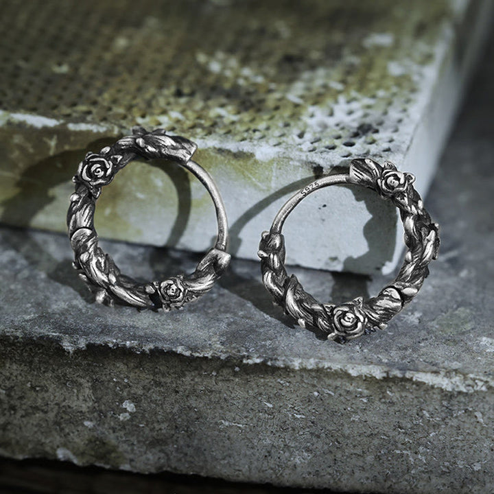 WorldNorse Handcrafted 925 Silver Thorny Bloom Wreath Earrings - image 3