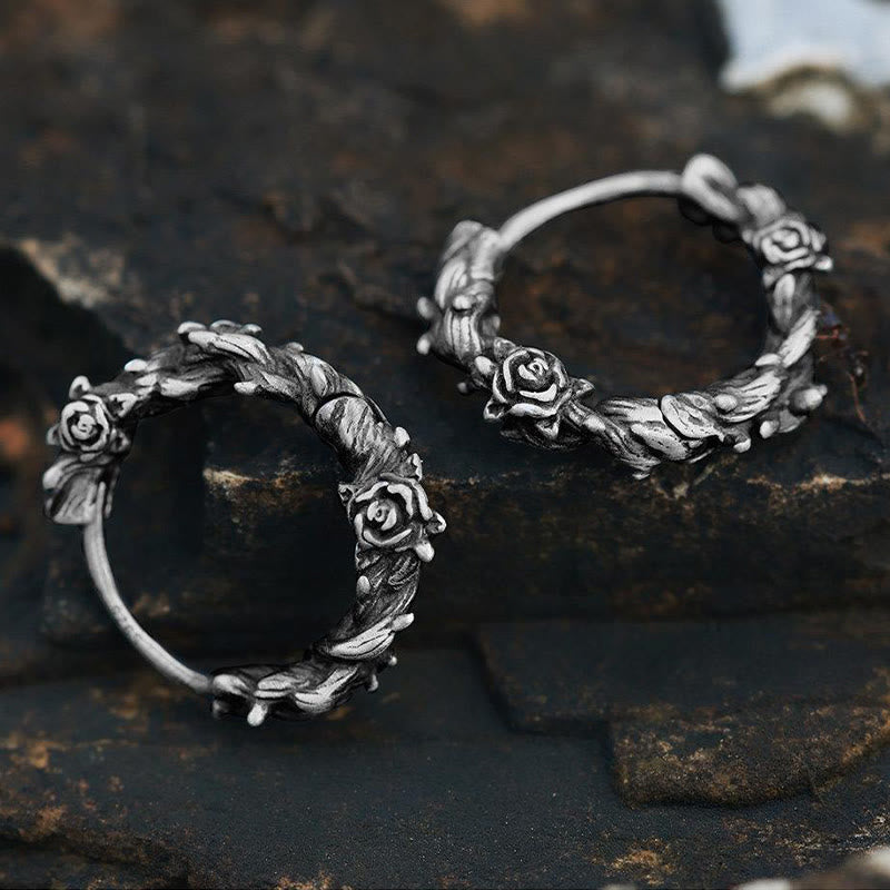 WorldNorse Handcrafted 925 Silver Thorny Bloom Wreath Earrings - image 2