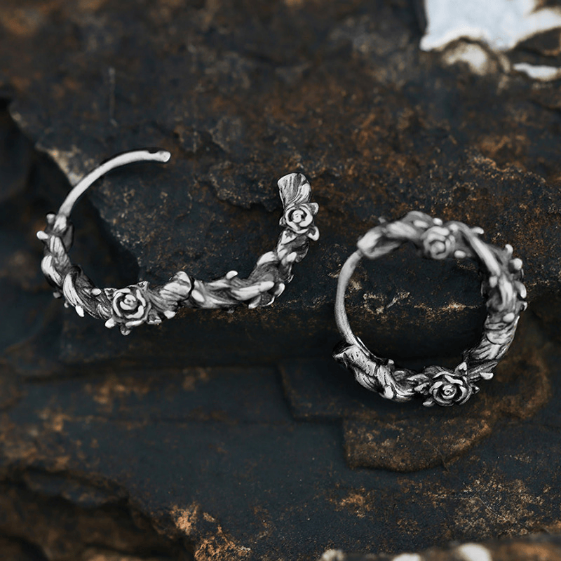 WorldNorse Handcrafted 925 Silver Thorny Bloom Wreath Earrings - A Pair - image 0