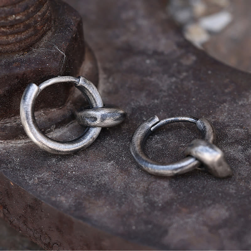 WorldNorse Handcrafted 925 Silver Forged Vintage Ring Hoop Earrings - A Pair - image 0