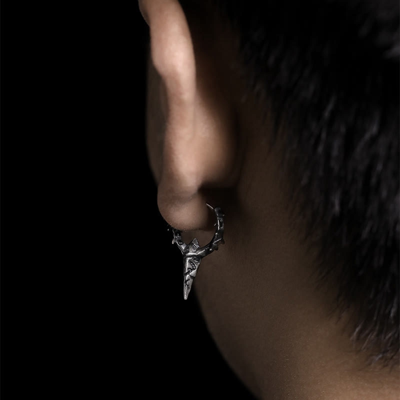 WorldNorse Handcrafted 925 Silver Thorn Spike Hoop Earrings - image 1