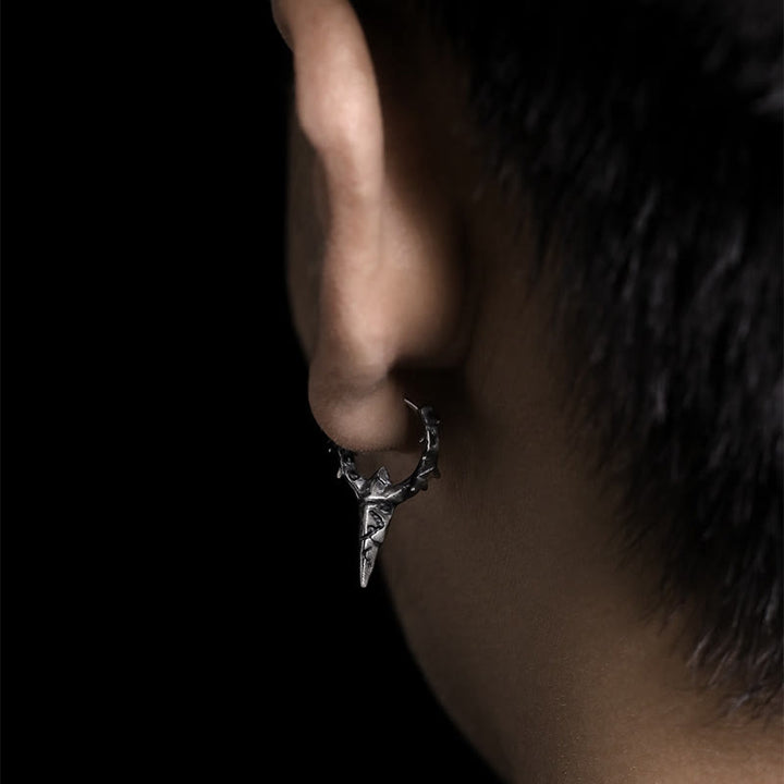 WorldNorse Handcrafted 925 Silver Thorn Spike Hoop Earrings - image 1