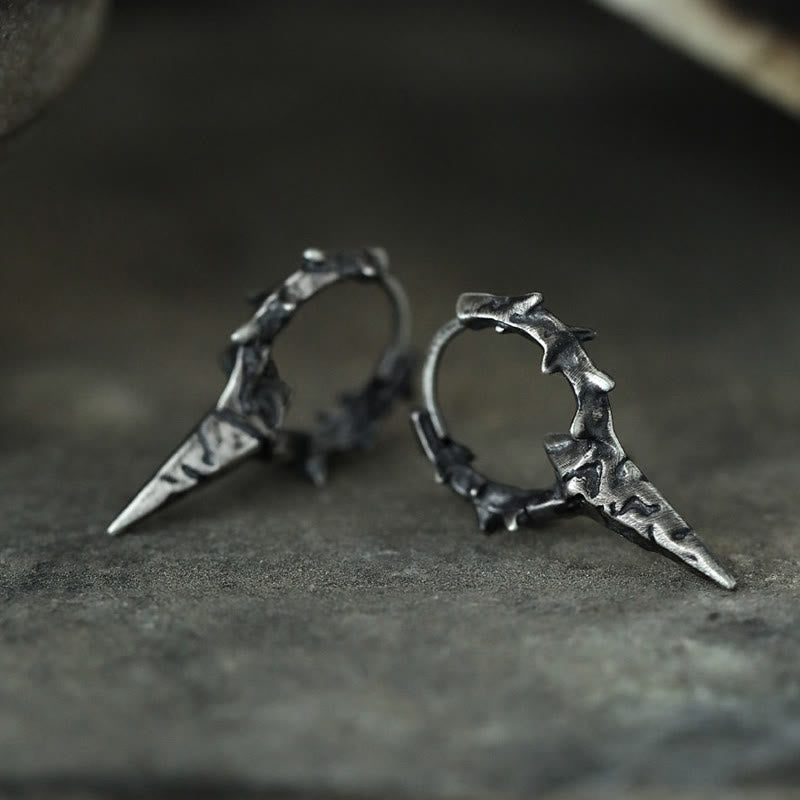 WorldNorse Handcrafted 925 Silver Thorn Spike Hoop Earrings - image 4