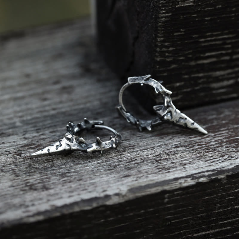 WorldNorse Handcrafted 925 Silver Thorn Spike Hoop Earrings - image 3