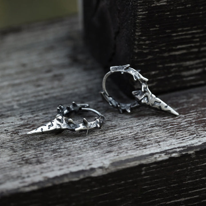 WorldNorse Handcrafted 925 Silver Thorn Spike Hoop Earrings - image 3