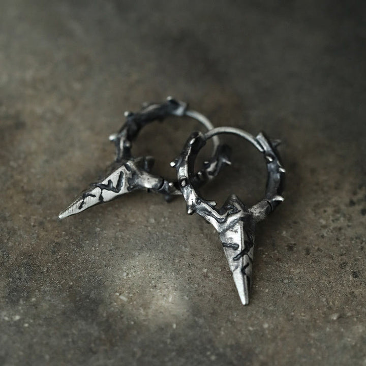 WorldNorse Handcrafted 925 Silver Thorn Spike Hoop Earrings - image 5