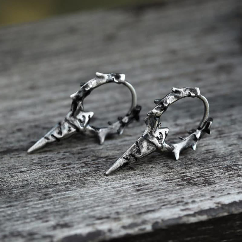 WorldNorse Handcrafted 925 Silver Thorn Spike Hoop Earrings - image 2