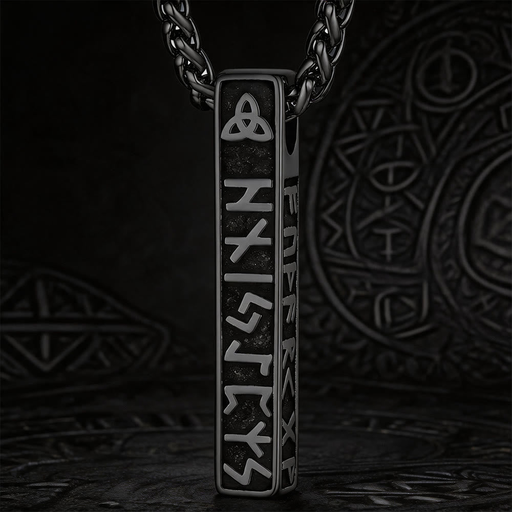 WorldNorse Viking Rune Vertical Bar Amulet Necklace - Black - image 1