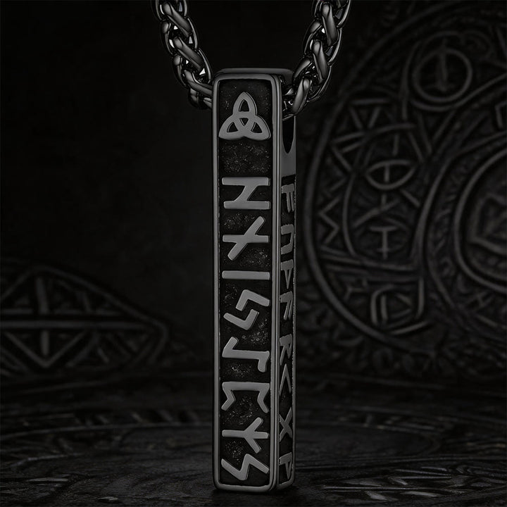 WorldNorse Viking Rune Vertical Bar Amulet Necklace - Black - image 1
