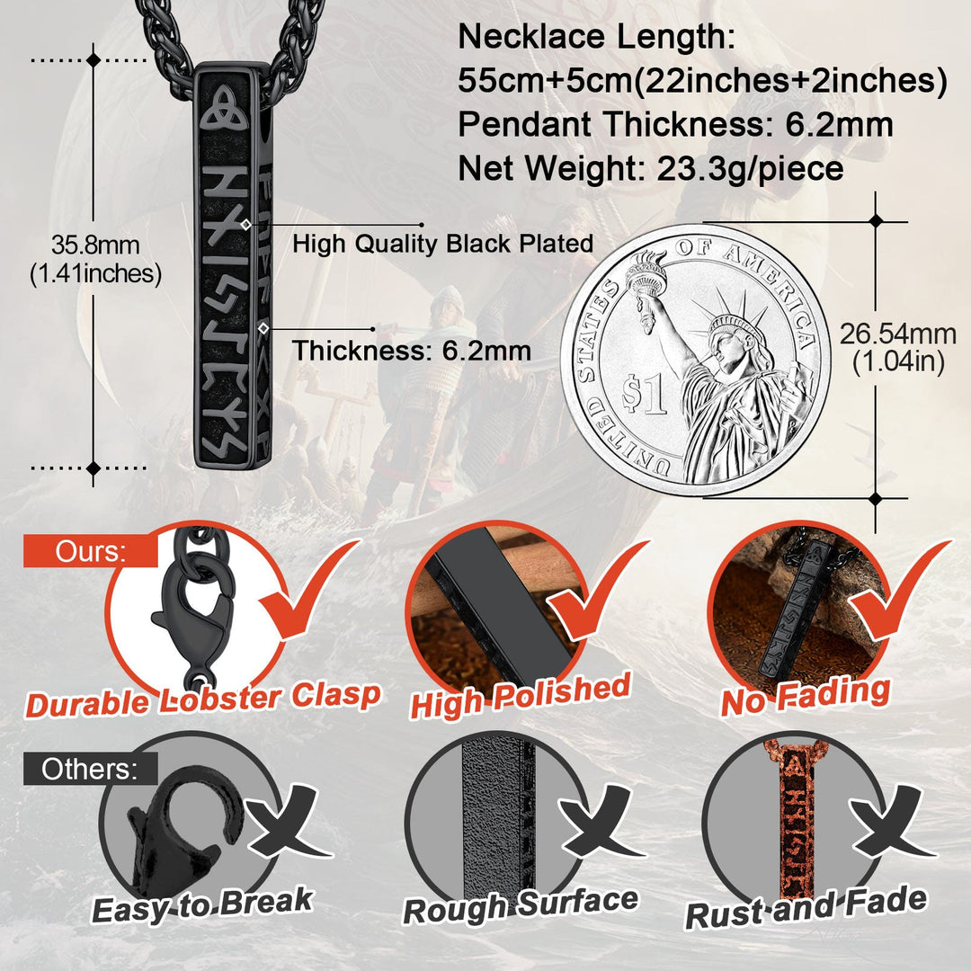 WorldNorse Viking Rune Vertical Bar Amulet Necklace - image 6