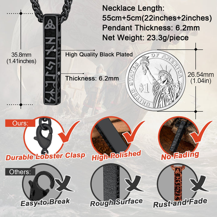 WorldNorse Viking Rune Vertical Bar Amulet Necklace - image 6