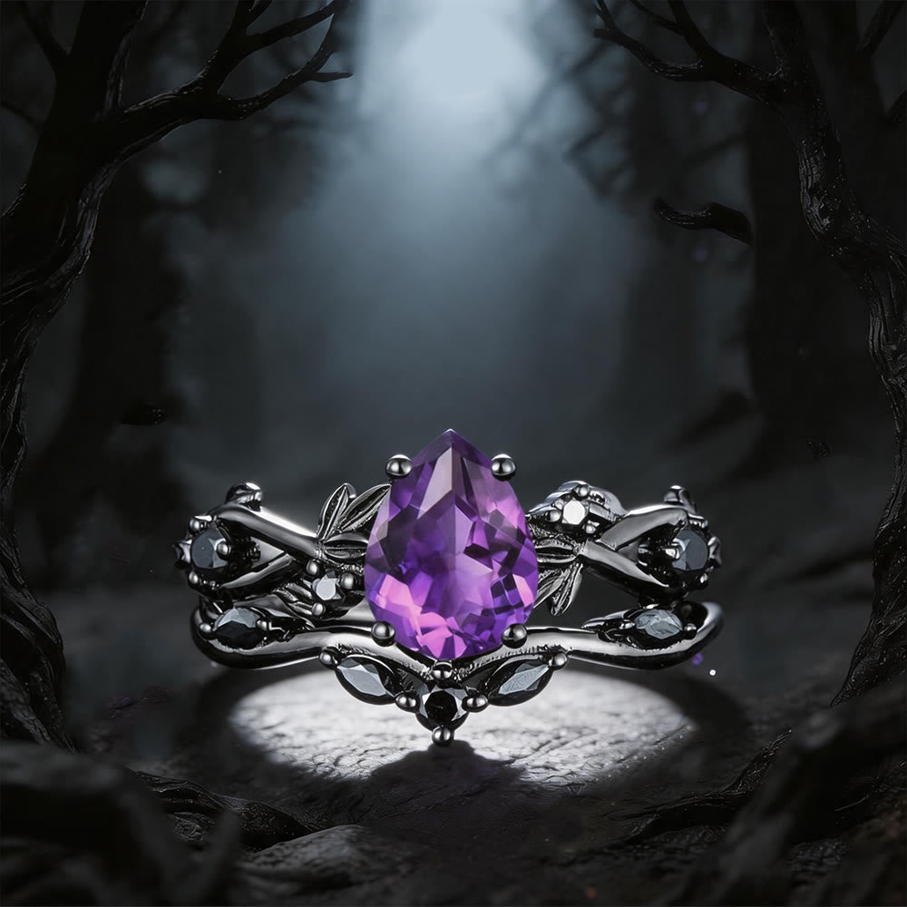 FREE Today: Heart of Yggdrasil Leaf Wrapped Amethyst Ring Set - US 11 - image 0
