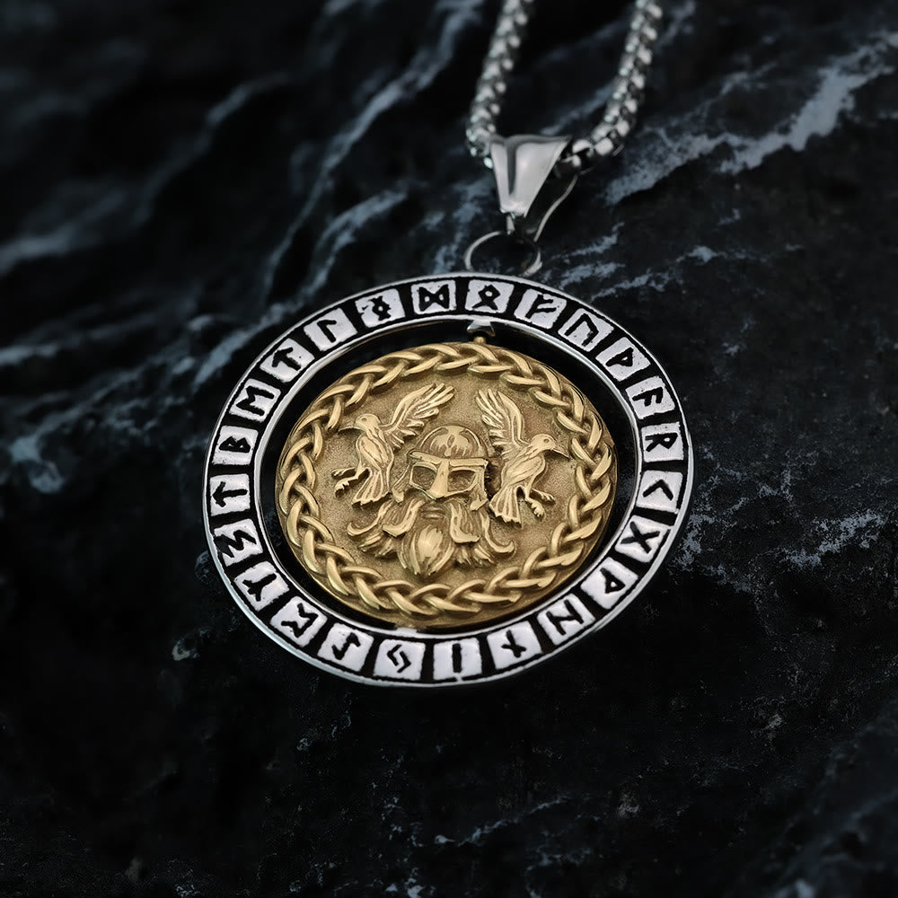 WorldNorse Double Sided Celtic Knot Rune Valknut Spinner Necklace - image 2