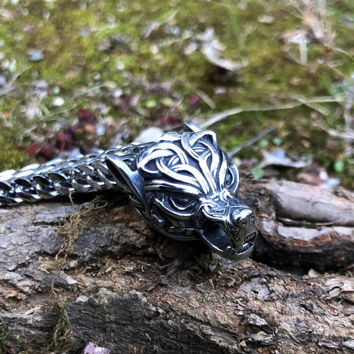 WorldNorse Fenrir Wolf Head Braided Chain Warrior Bracelet - image 4