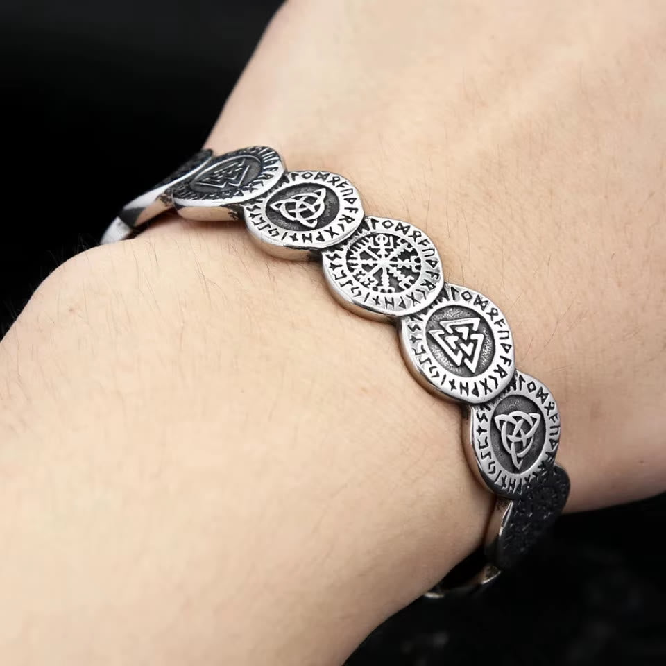WorldNorse Rune Disc Vegvisir Valknut Bracelet - image 1