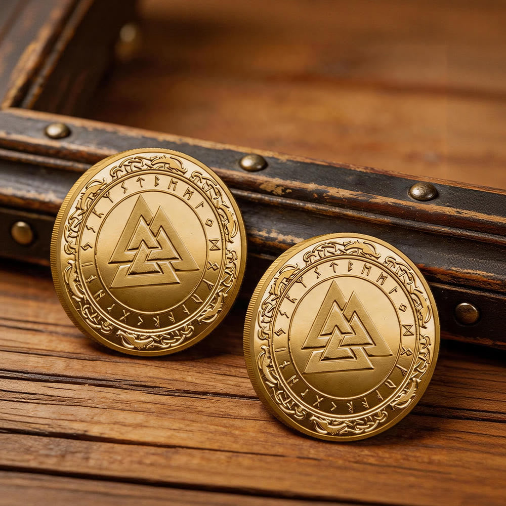 WorldNorse Double-sided Viking Lucky Commemorative Coin - Valknut # Gold - image 6