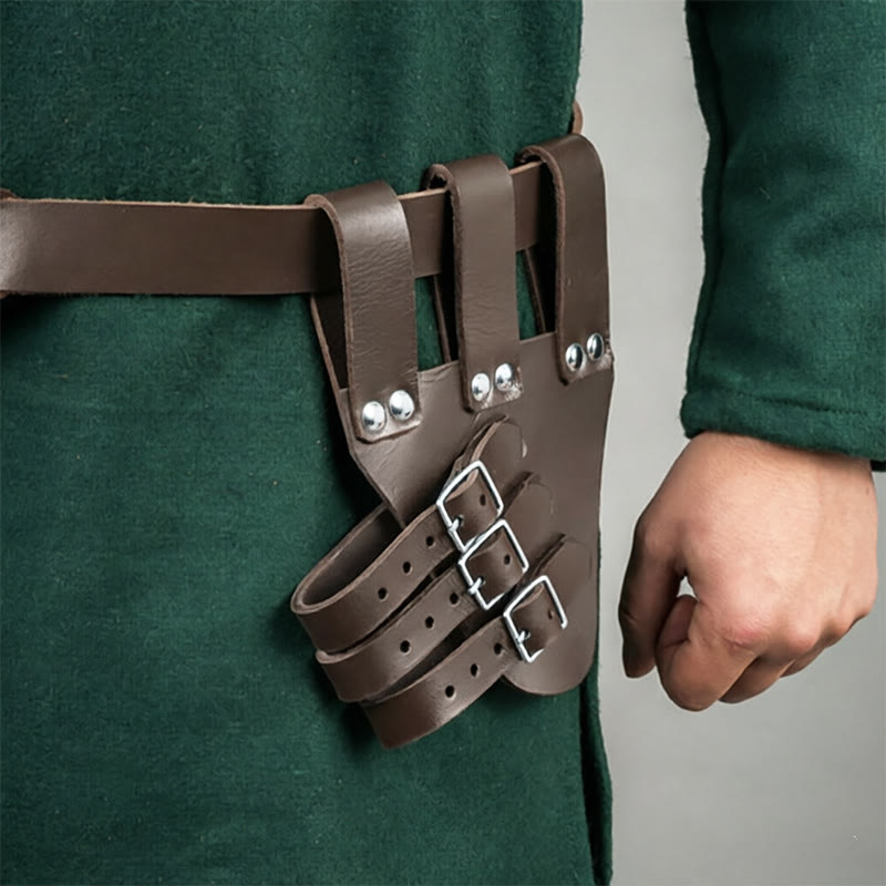 WorldNorse Three-Buckled Angled Sword Belt Sheath - Dark Brown - image 13