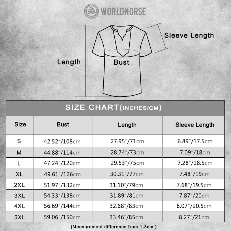WorldNorse Nordic Celtic Knot Interlace Print Linen V-neck Shirt - image 1