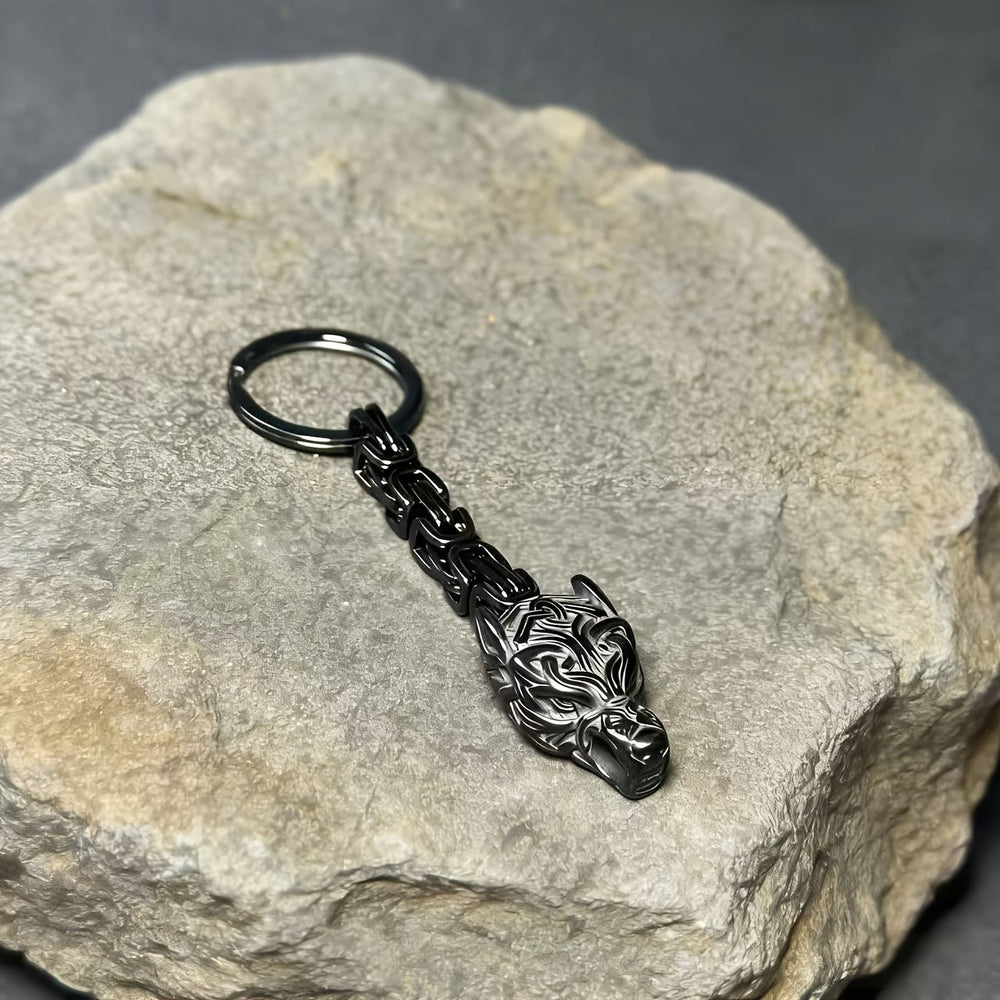 FREE Today: "Fenrir's Might" Viking Wolf Head Keychain - Black - image 1