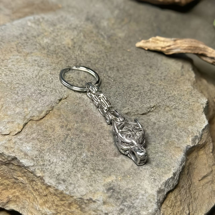 FREE Today: "Fenrir's Might" Viking Wolf Head Keychain - Silver - image 3