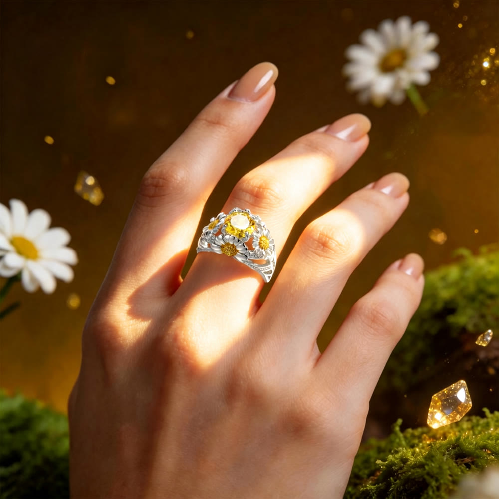 FREE Today: "Sunshine Blooms" Daisy Cluster Citrine Ring - image 1