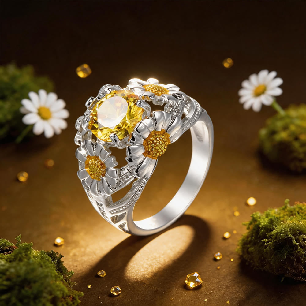 FREE Today: "Sunshine Blooms" Daisy Cluster Citrine Ring - US 10 - image 0