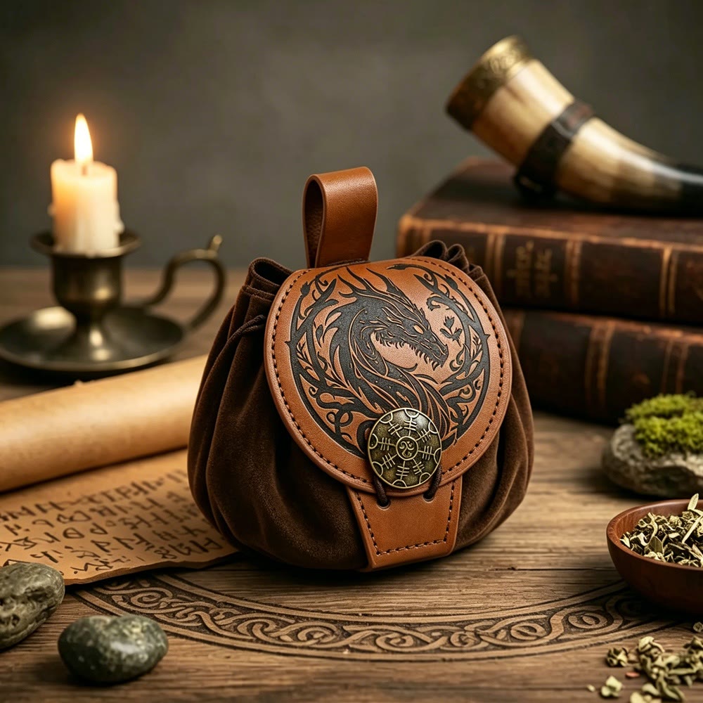 WorldNorse Norse Dragon Yggdrasil Drawstring Pouch Bag - Norse Dragon Bag - image 1