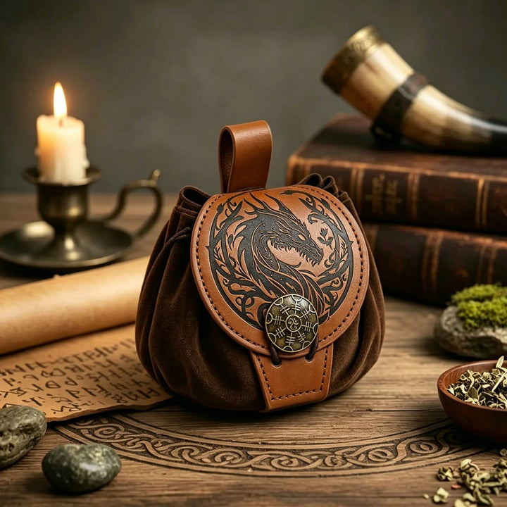 WorldNorse Norse Dragon Yggdrasil Drawstring Pouch Bag - Norse Dragon Bag - image 1