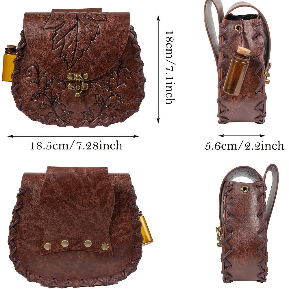 WorldNorse Vine Leaf Embossed Leather Pouch Bag - image 4