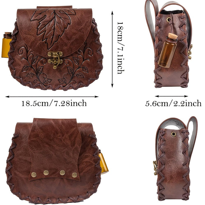 WorldNorse Vine Leaf Embossed Leather Pouch Bag - image 4