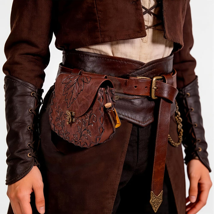 WorldNorse Vine Leaf Embossed Leather Pouch Bag - image 1
