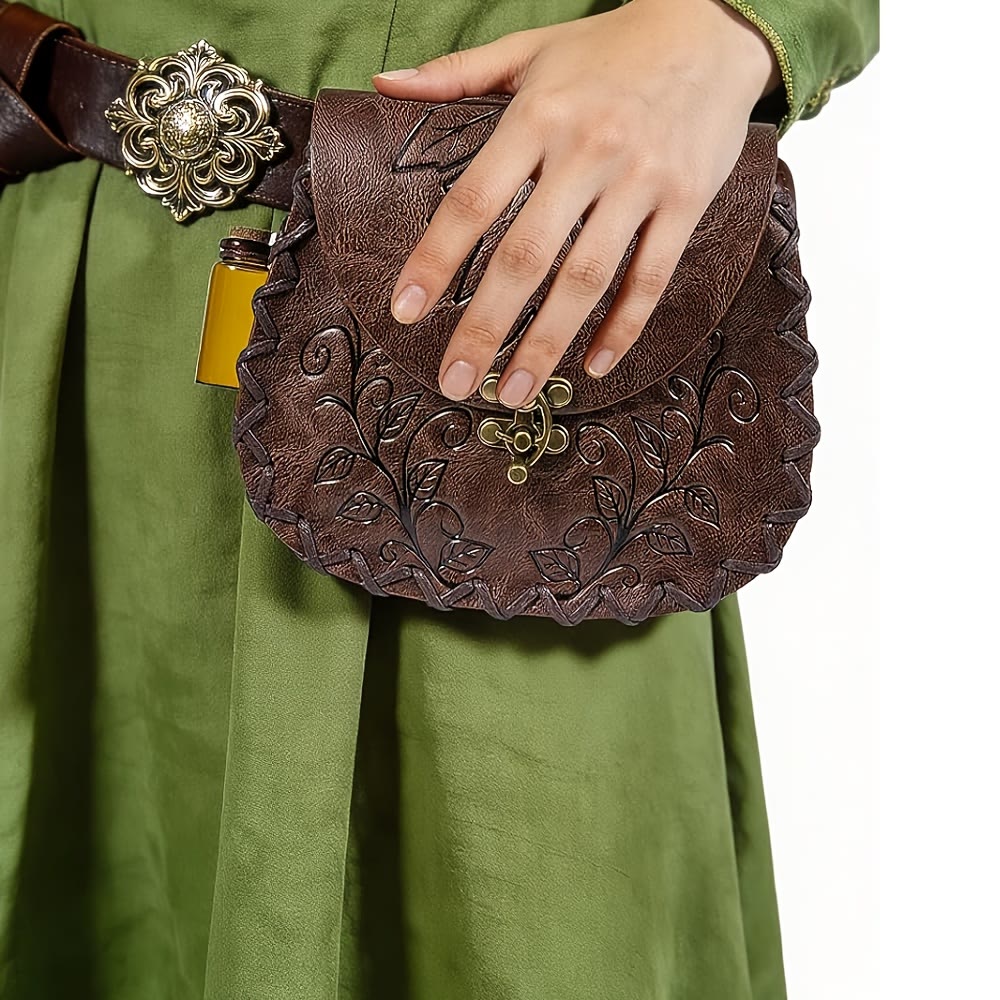 WorldNorse Vine Leaf Embossed Leather Pouch Bag - image 3