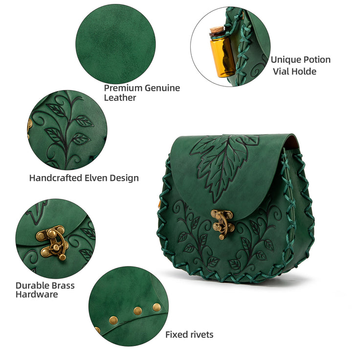 WorldNorse Vine Leaf Embossed Leather Pouch Bag - image 8