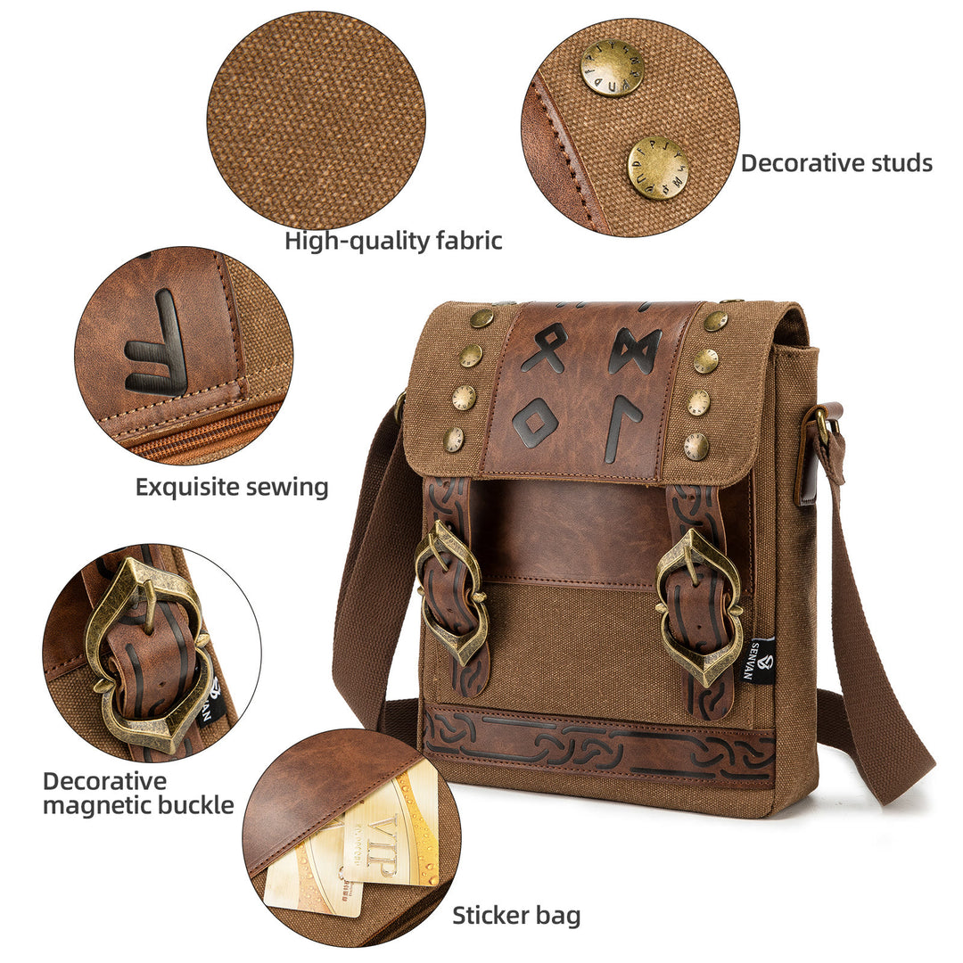 WorldNorse Nordic Buckle Rune Satchel Pouch Bag - image 3