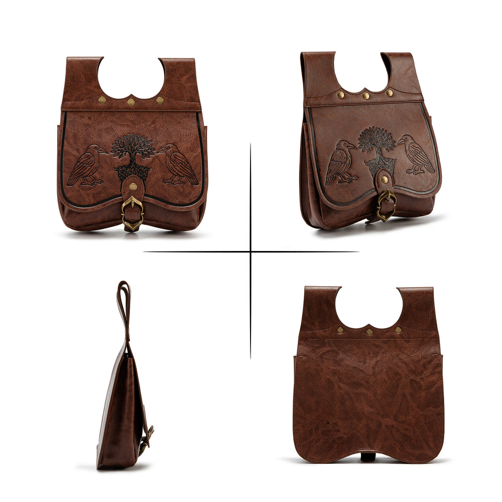 WorldNorse Yggdrasil And Odin's Ravens Embossed Pouch Bag - image 1