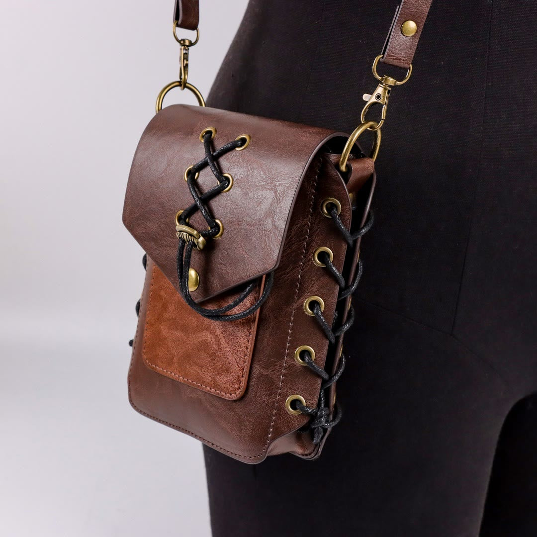 WorldNorse Medieval Lace Up Leather Pouch Bag - image 6