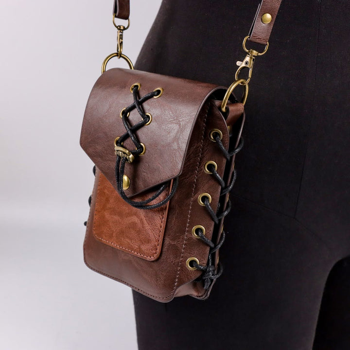WorldNorse Medieval Lace Up Leather Pouch Bag - image 6
