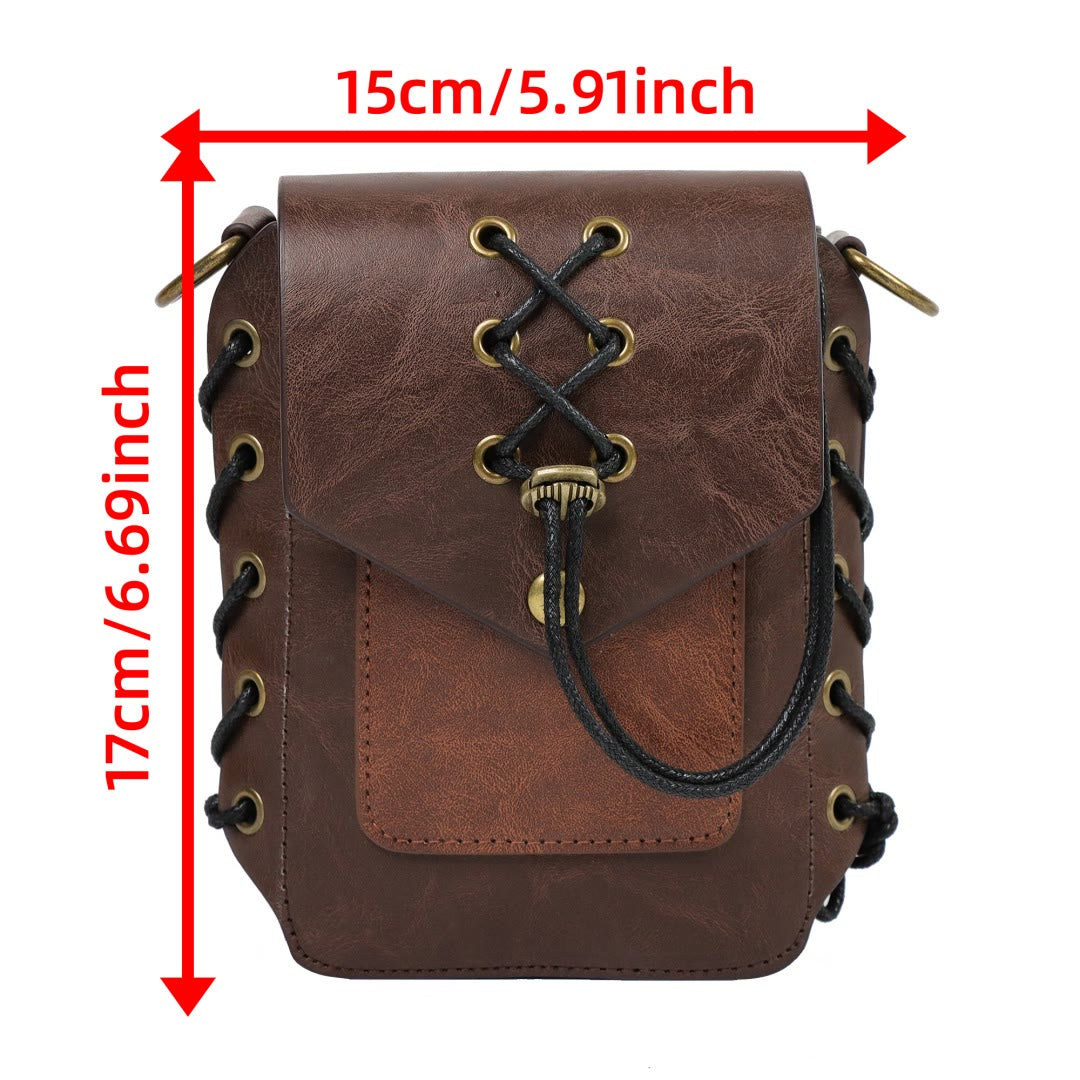 WorldNorse Medieval Lace Up Leather Pouch Bag - image 3