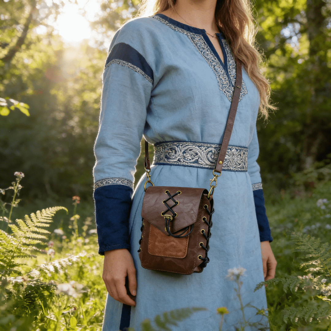 WorldNorse Medieval Lace Up Leather Pouch Bag - image 4